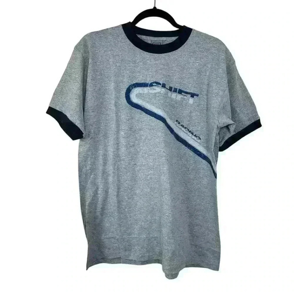 Vintage 90’s Shift Motorsports Gray w/Brand text on front & back NWT Tee Shirt M - Picture 1 of 8